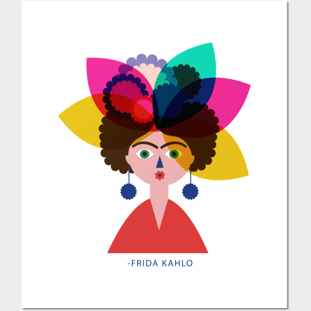 Frida kahlo mexican artist feminism feminist colorful flowers viva la vida Wall Art by sugarcloudlb-studio